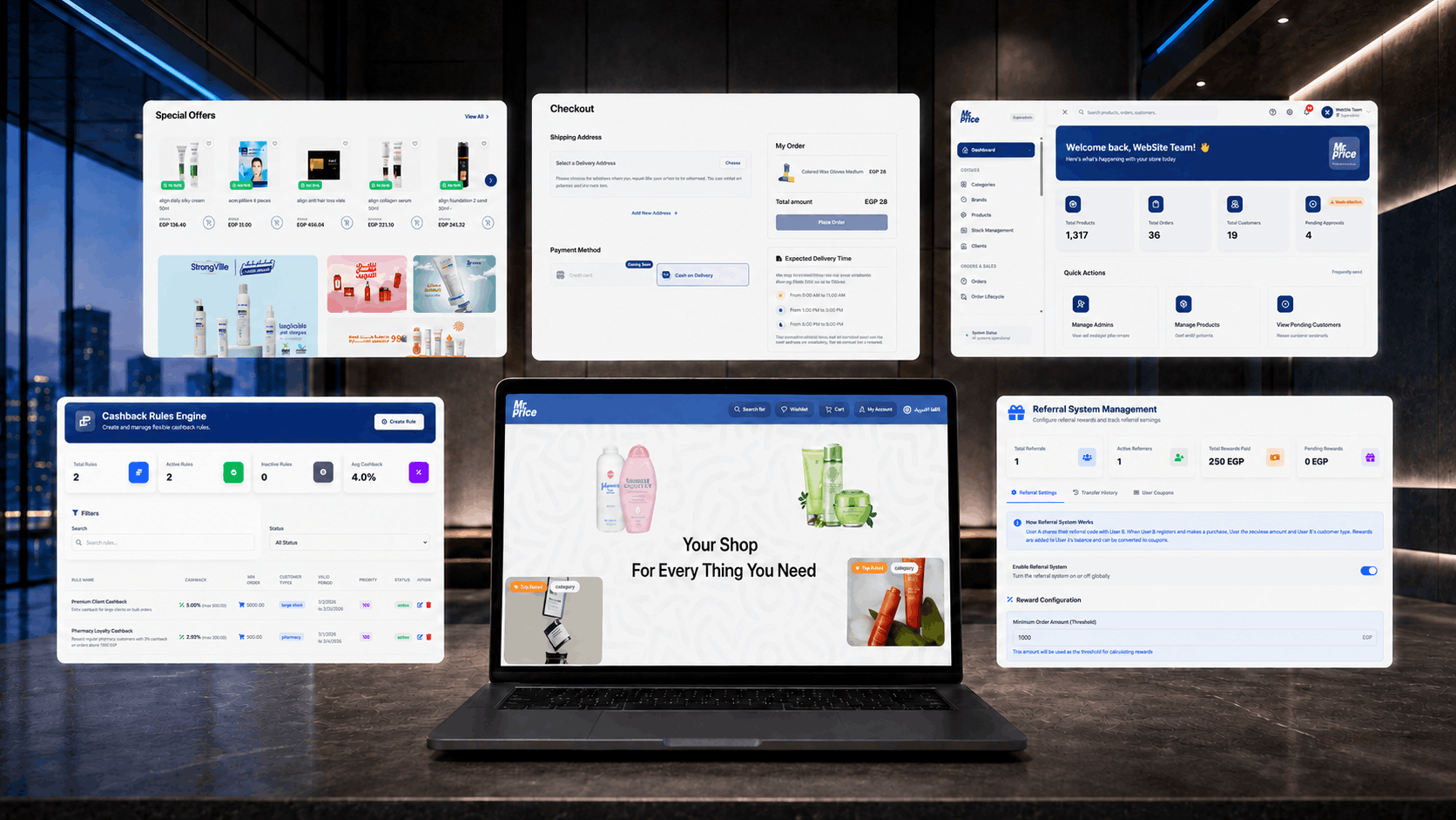 Mr Price administration dashboard